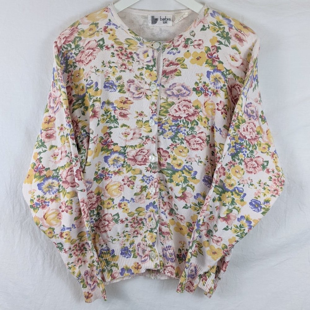 VINTAGE 90s Floral Cardigan M/L